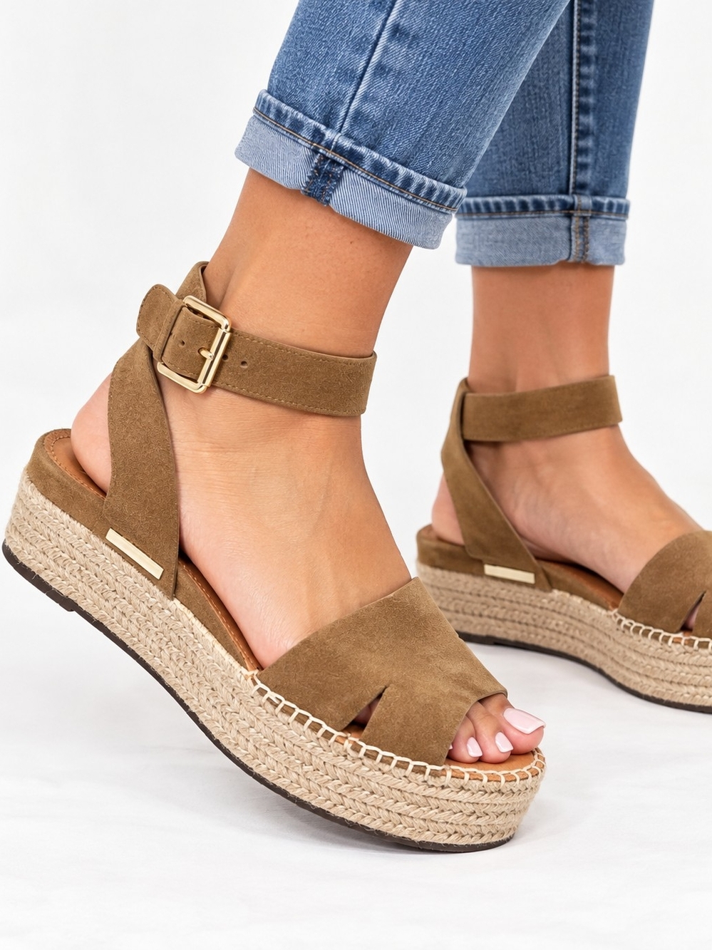 SARTO by Franco Sarto Women’s 7.5M Tan Suede Espadrille Platform Sandals